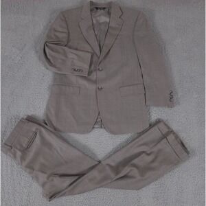 Jos A Bank 2-Piece Suit Mens 41R Pants 35x31 Gray Wool Silk Slacks Blazer Jacket